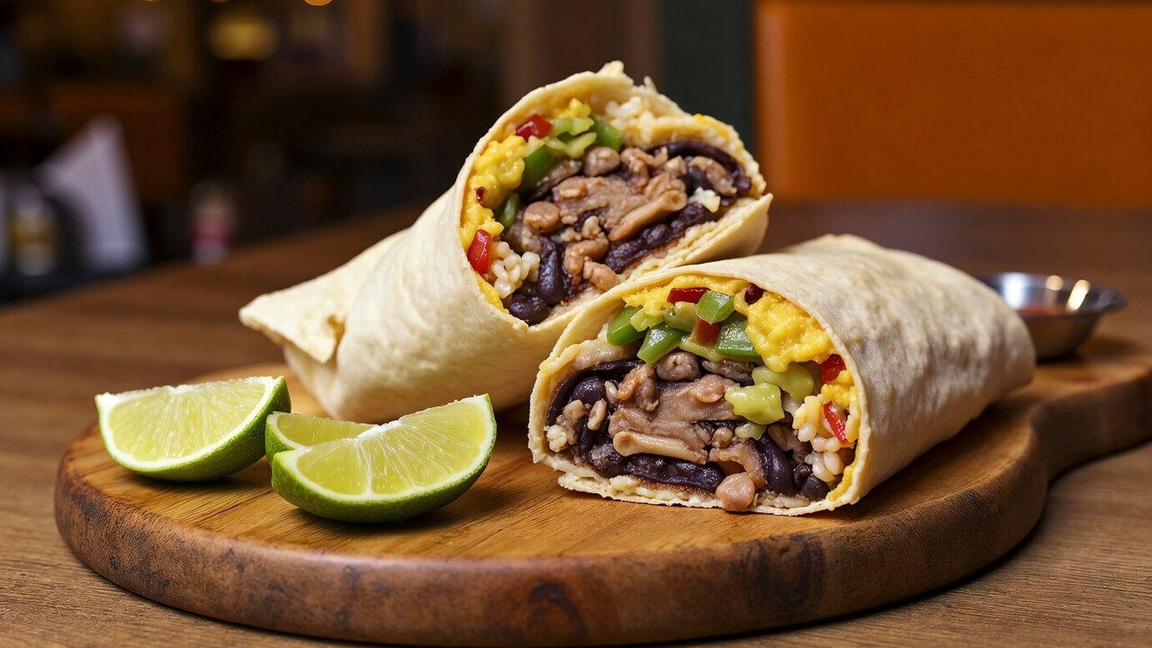 Rapea kuori ulkopuolella, pehmeä sisus. Täydellinen burrito.